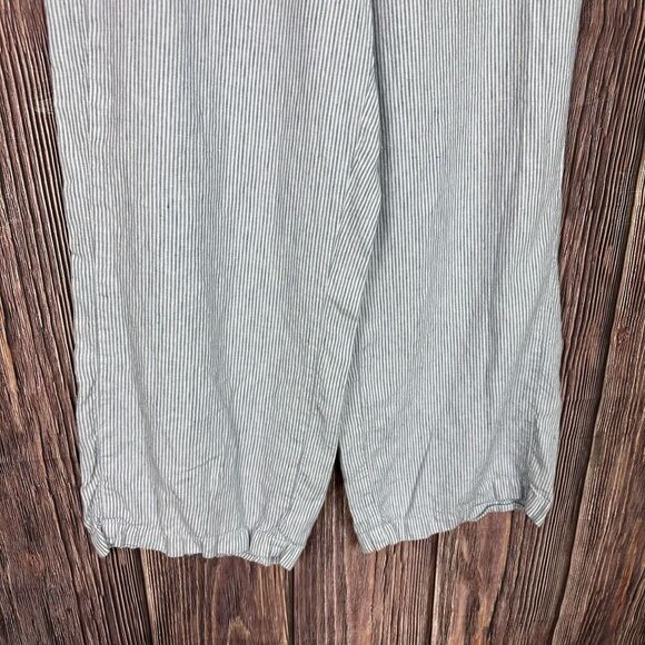 J Jill Pants Womens Grey White Striped Love Linen Lagenlook Pull On LT Large - Picture 4 of 6